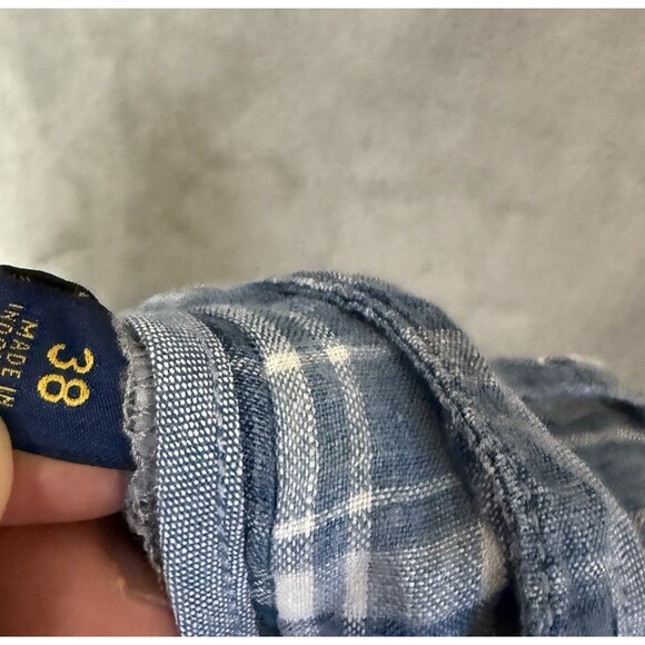 Polo Ralph Lauren Chino Shorts Men 38 Plaid Blue Classic Preppy Golf Linen READ - Picture 10 of 10